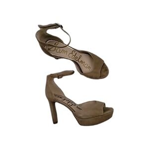 Sam Edelman  JERIN Beige Suede High Heel Sandals 8M Formal Strappy Designer Sexy